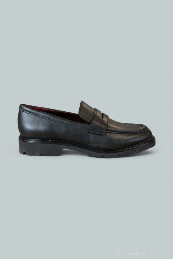Women’s Siena Leather Lug-Sole Loafer - Black - 8 - Loafers