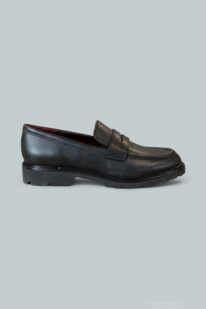 Women’s Siena Leather Lug-Sole Loafer - Black - 8 - Loafers