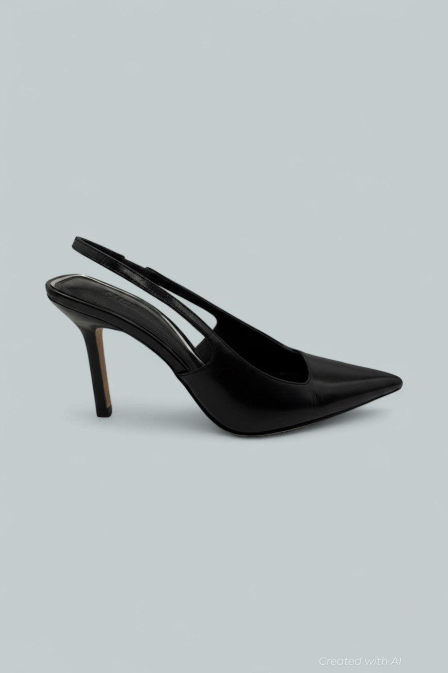 Women’s Sienna Black Leather Slingback Pumps - Black - 7 - Pumps