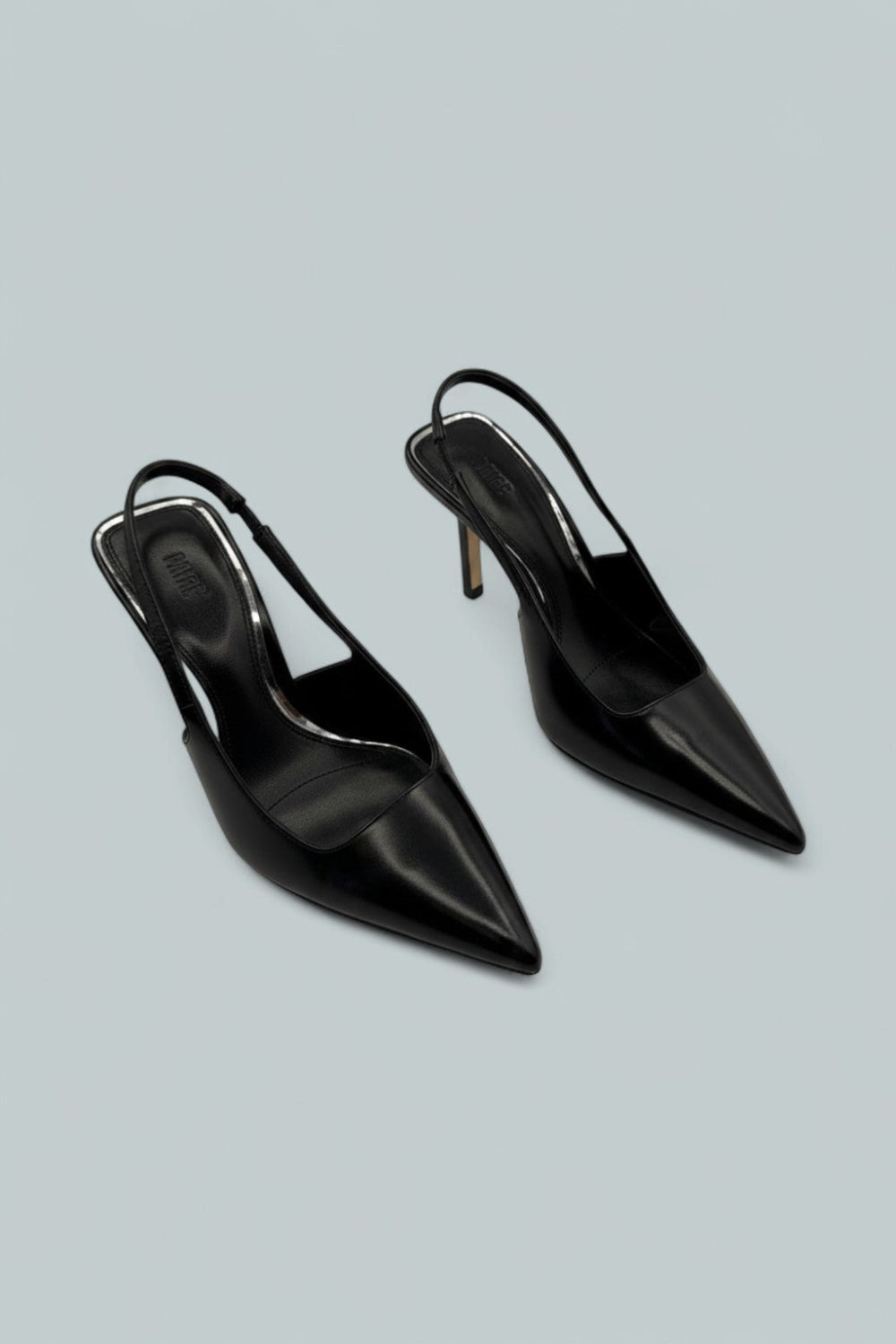 Women’s Sienna Black Leather Slingback Pumps - Black - 7 - Pumps