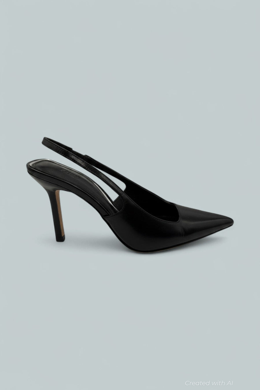 Women’s Sienna Black Leather Slingback Pumps - Black - 7 - Pumps