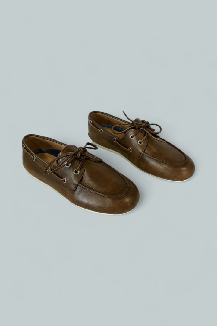 Women’s Slim Leather Boat Shoes - Tan - 6.0 M - Loafers