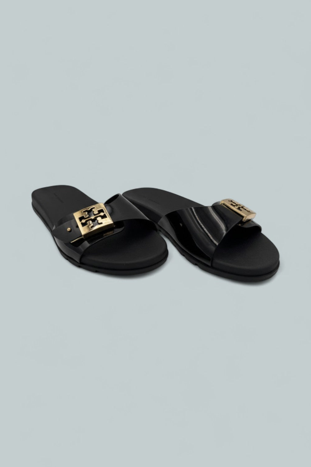 Women’s Slip On Buckled Slide Sandals - Perfect Black - Sandals