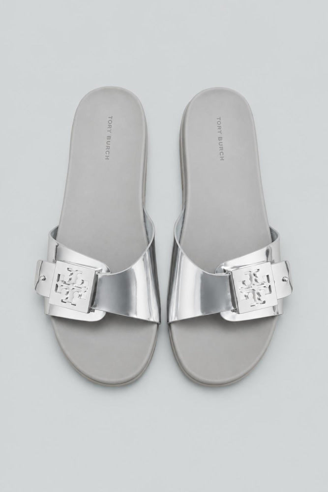 Women’s Slip On Buckled Slide Sandals - Stone Gray - 8 - Sandal