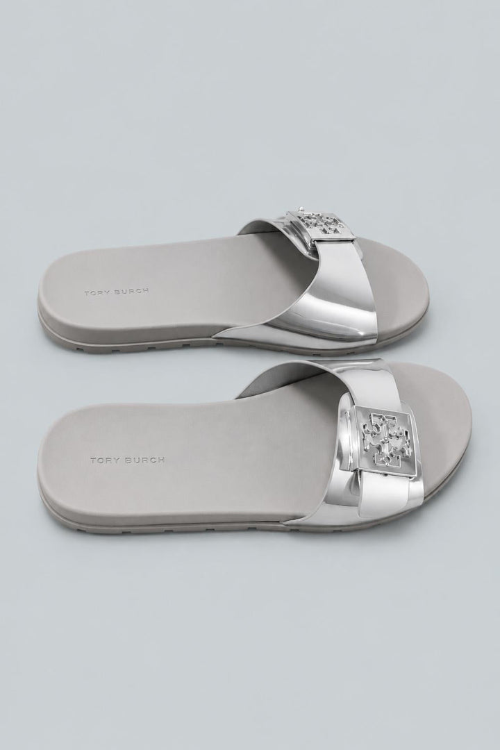 Women’s Slip On Buckled Slide Sandals - Stone Gray - 8 - Sandal