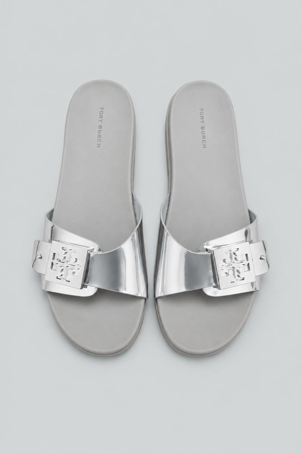 Women’s Slip On Buckled Slide Sandals - Stone Gray - 8 - Sandal
