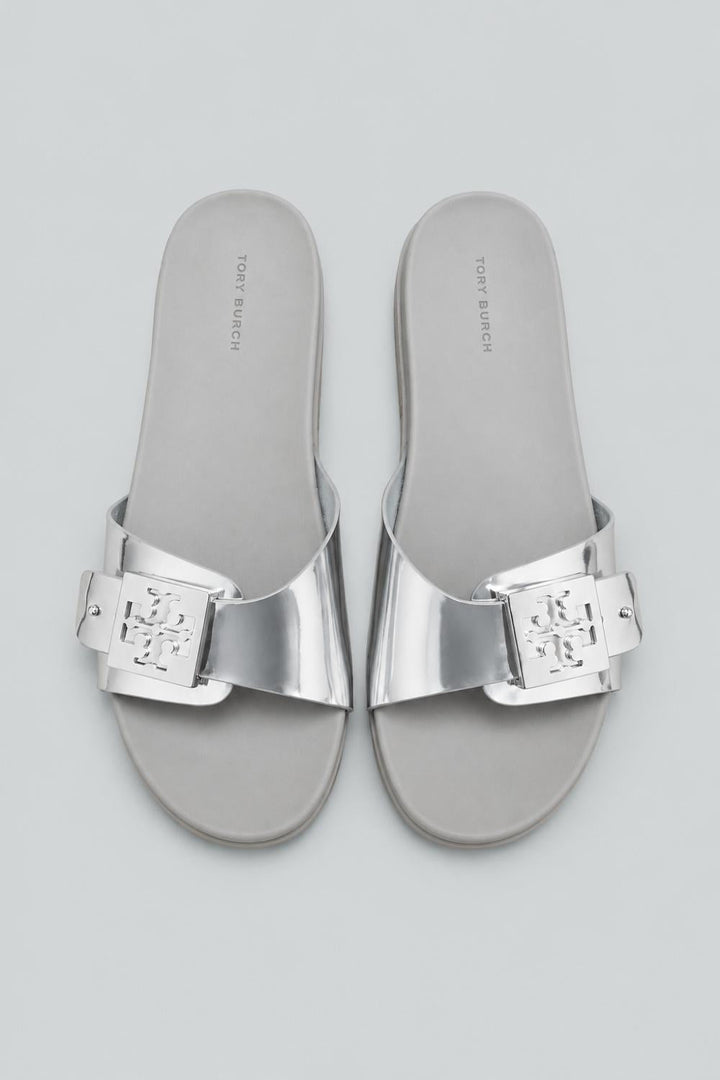 Women’s Slip On Buckled Slide Sandals - Stone Gray - 8 - Sandal