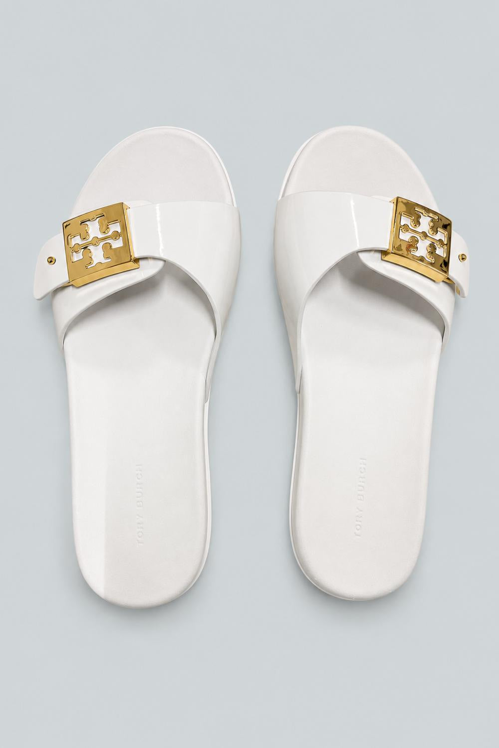 Women’s Slip On Buckled Slide Sandals - White - 7 - Sandal