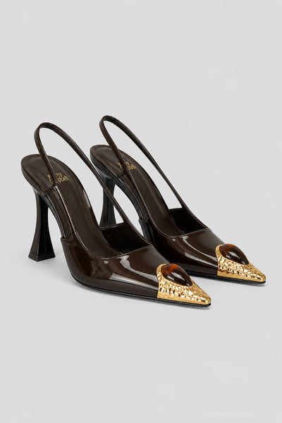 Women’s Sorcerer Novelty Slingback Pumps - Brown Patent - 7.5MUS - Slingback