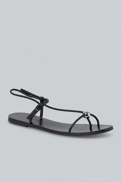 Women’s Strappy Embellished Sandals - Black - 7.5 - Sandal