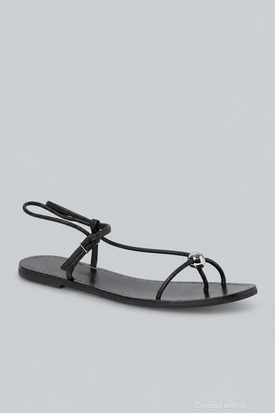 Women’s Strappy Embellished Sandals - Black - 7.5 - Sandal