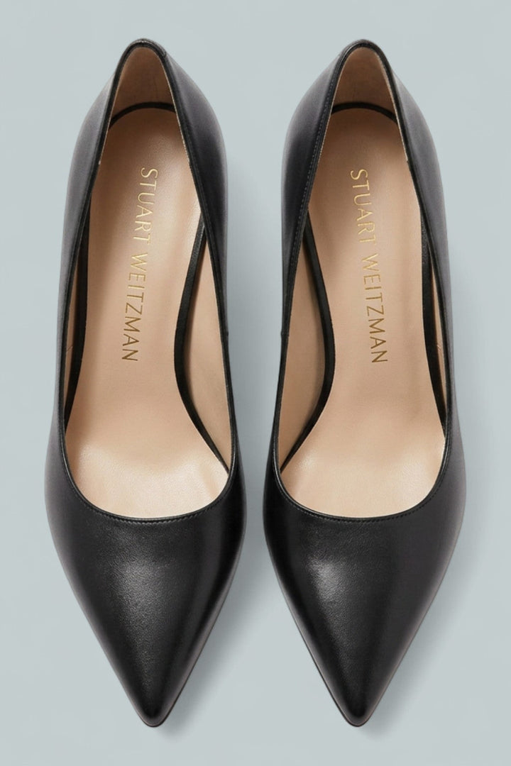 Women’s Stuart Power 85 Pumps - Black Smooth Leather - 7.5 - Heels