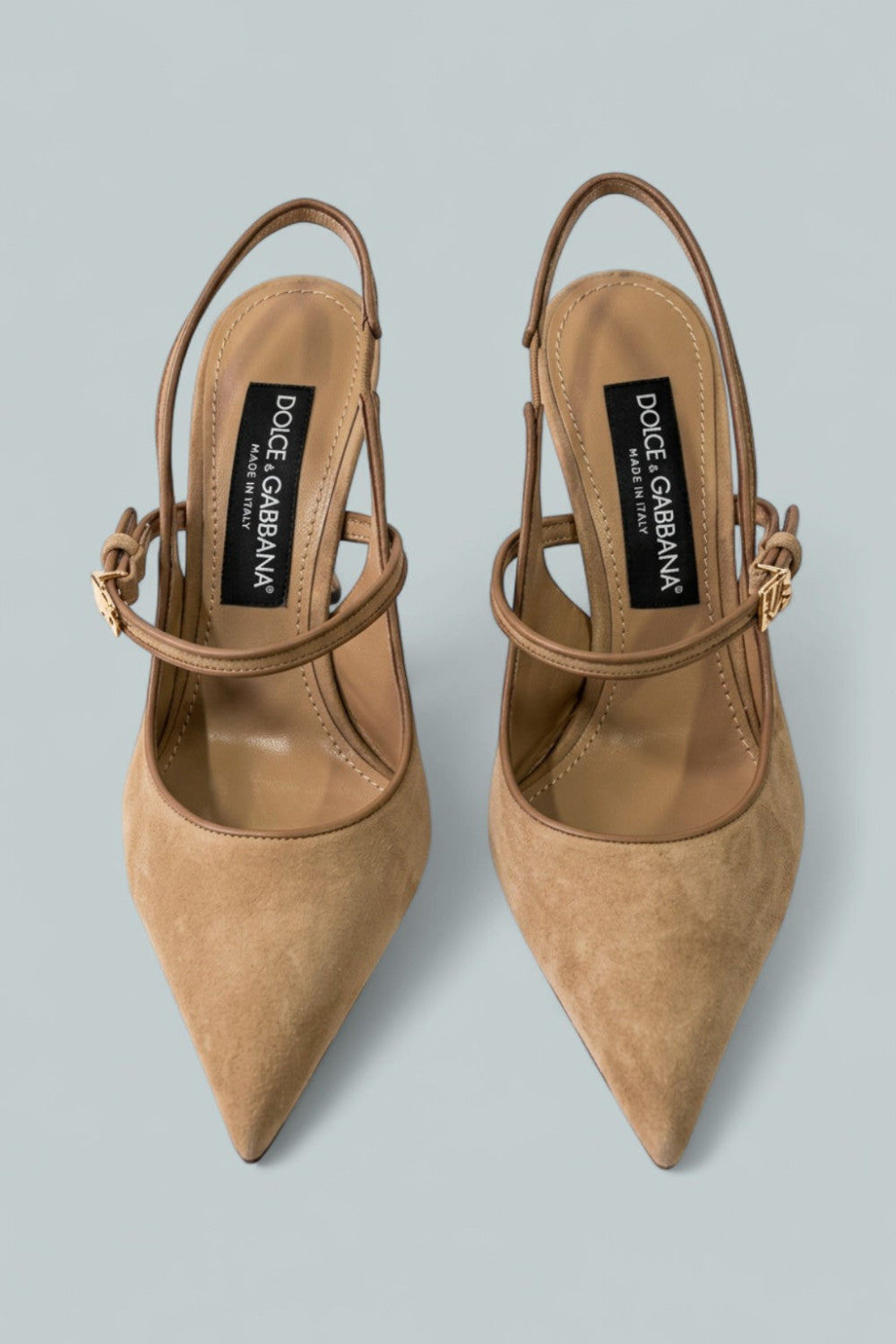 Women’s Suede & Leather Slingbacks - Beige/Camel - 8 US / 38 EU - Slingback