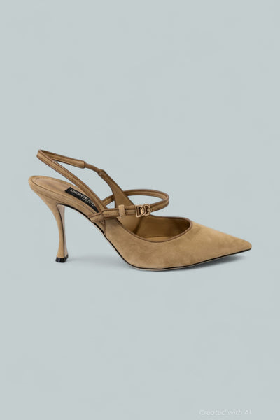 Women’s Suede & Leather Slingbacks - Beige/Camel - 8 US / 38 EU - Slingback