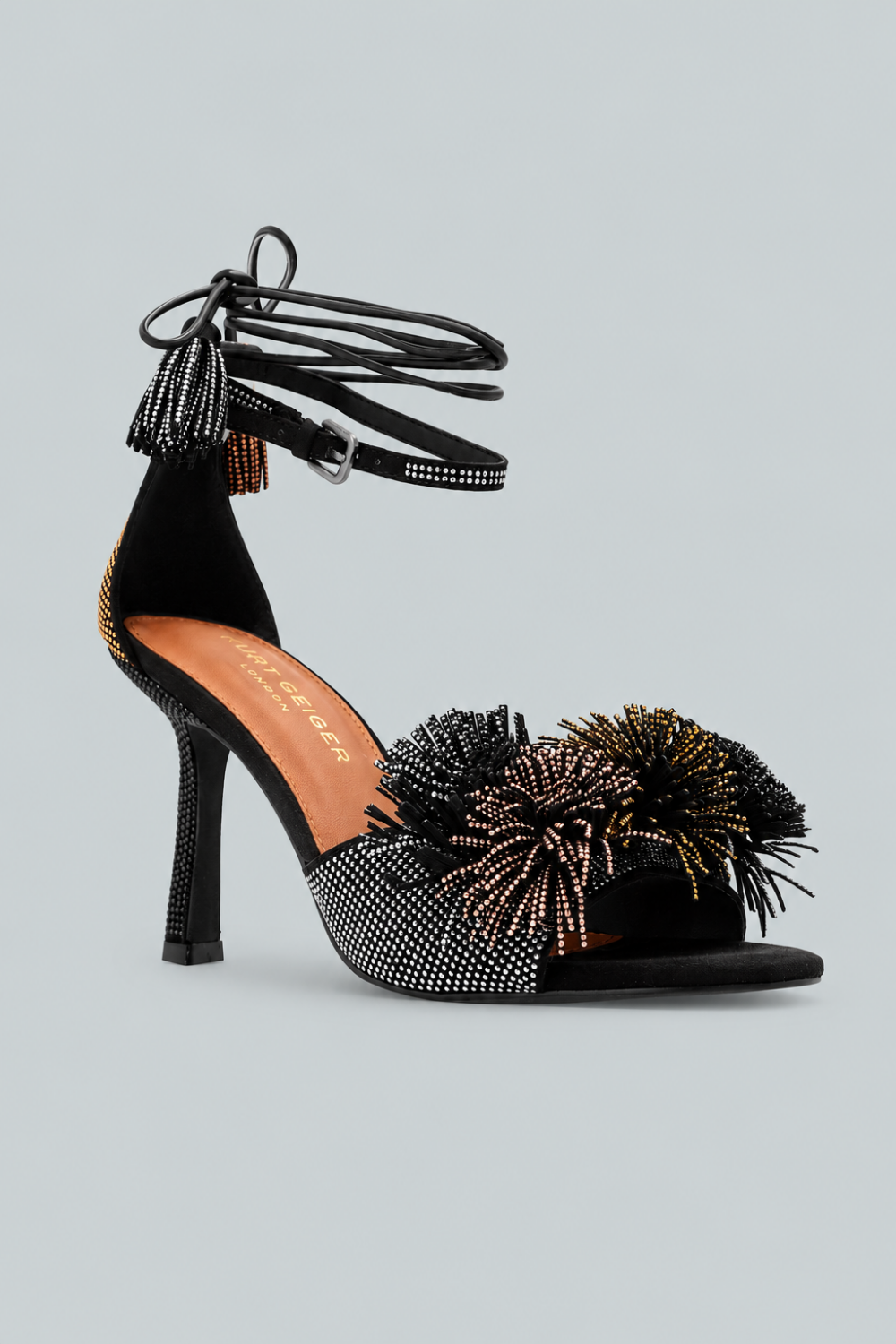 Women’s Suede Pom Pom Sandals - Charcoal - Sandal