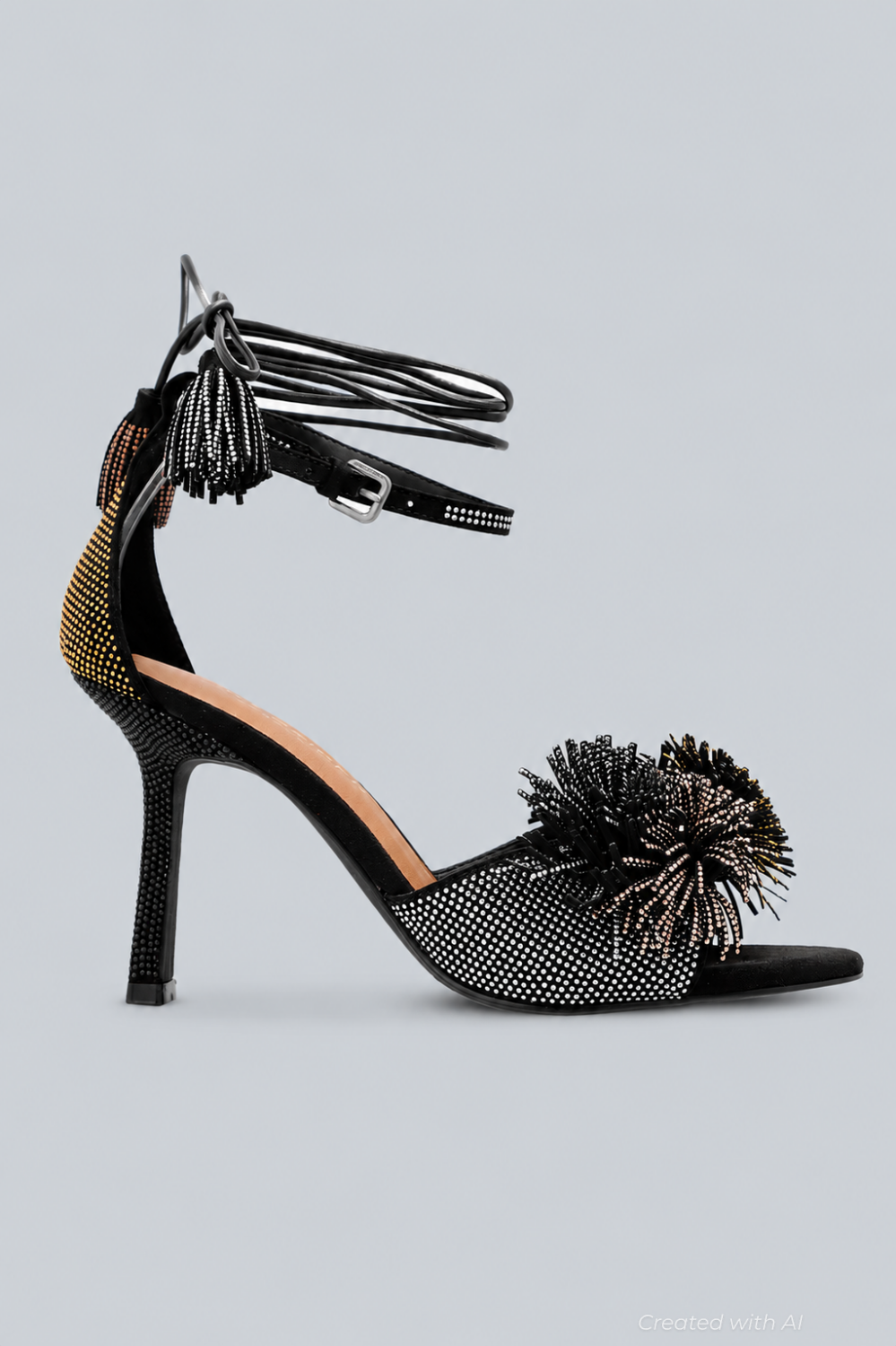 Women’s Suede Pom Pom Sandals - Charcoal - Sandal