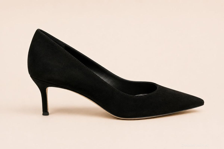 Women’s Suede Rita Pointed Pumps - Black - Heels