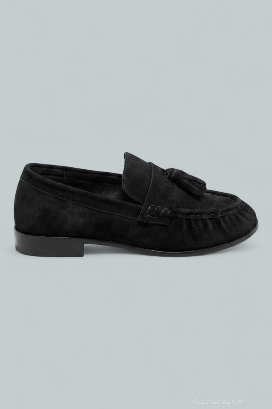 Women’s Suede Tassel Loafers - Black Suede - 7 - Loafers