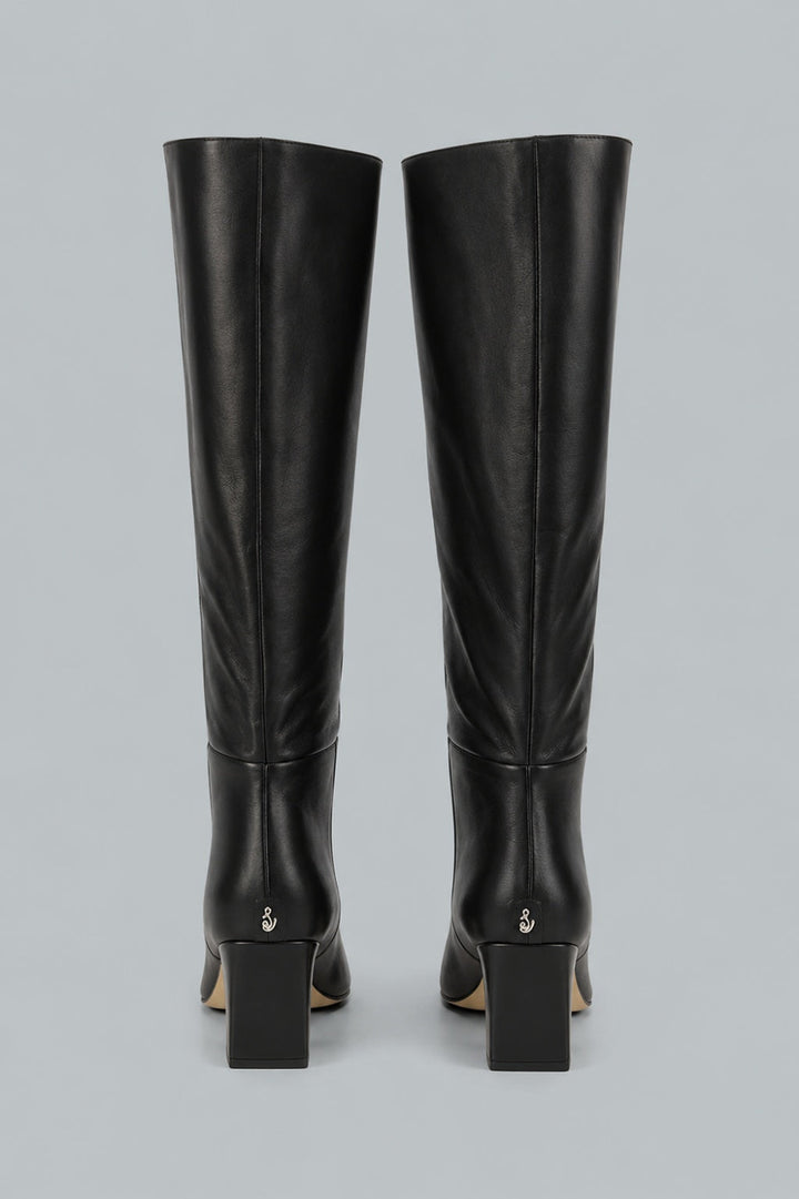 Women’s Sylvia Pointed Toe High Heel Boots - Black Leather - 9.5 - Boots