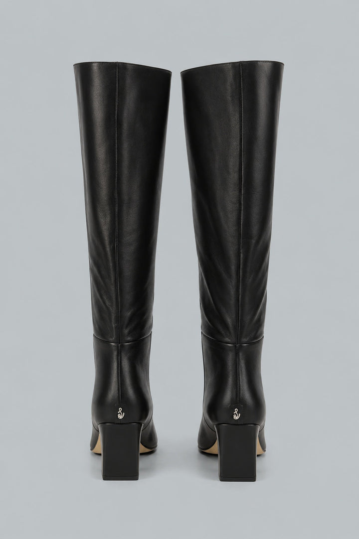 Women’s Sylvia Pointed Toe High Heel Boots - Black Leather - 9.5 - Boots
