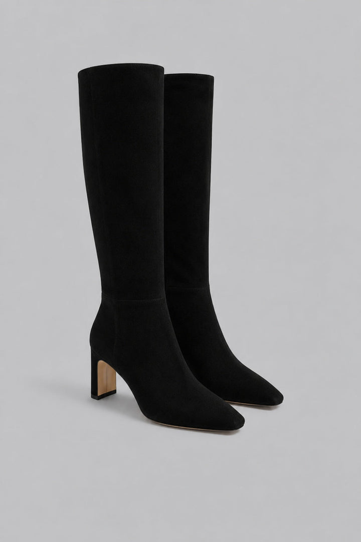 Women’s Sylvia Pointed Toe High Heel Boots - Black Suede - Boots