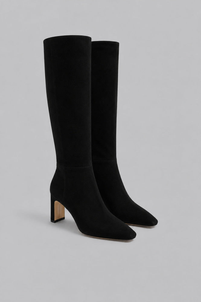 Women’s Sylvia Pointed Toe High Heel Boots - Black Suede - Boots