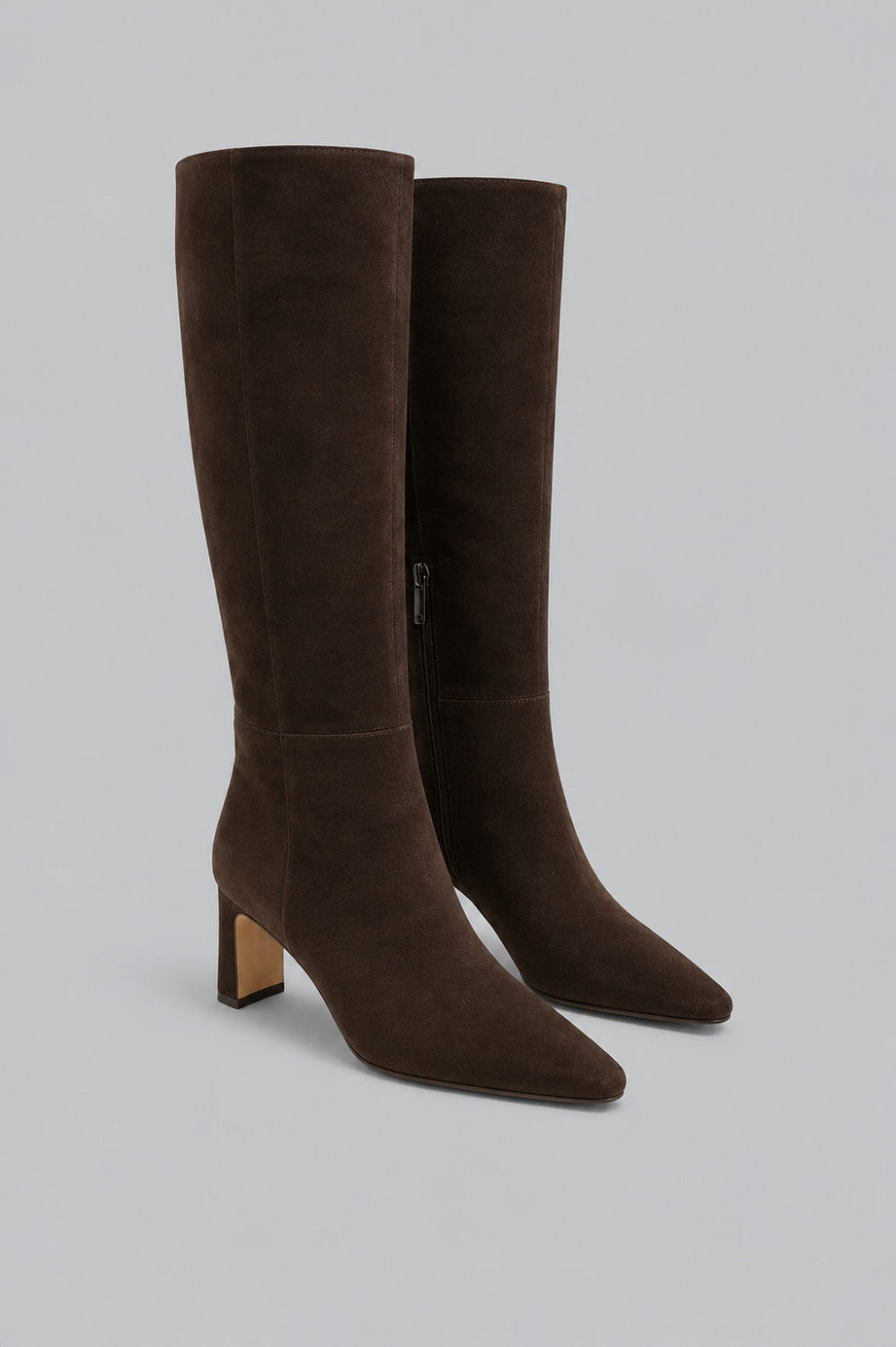 Women’s Sylvia Pointed Toe High Heel Boots - Chocolate Brown Suede - 7 - Boots