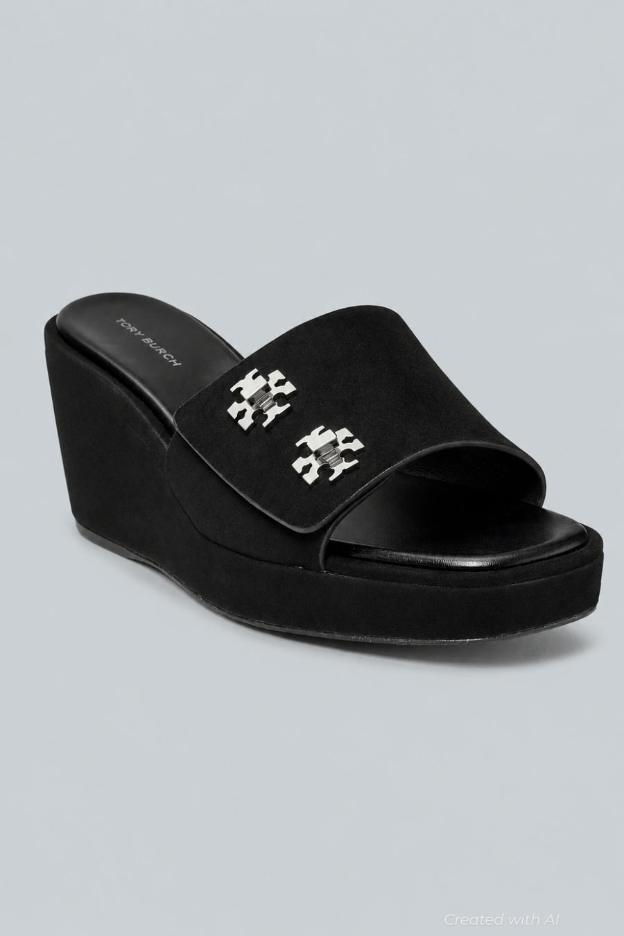 Women’s T-Lock Suede Wedge Sandals - Perfect Black - 8 - Sandal