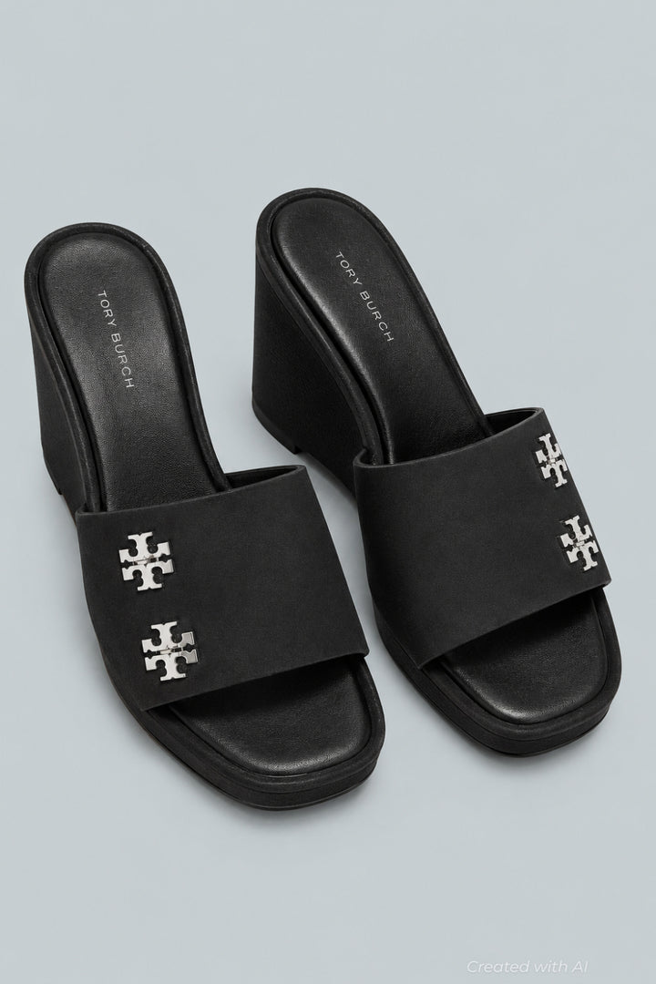 Women’s T-Lock Suede Wedge Sandals - Perfect Black - 8 - Sandal