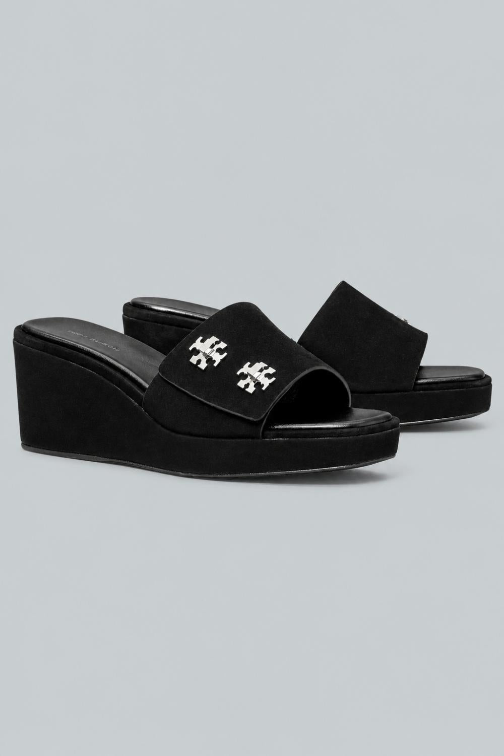 Women’s T-Lock Suede Wedge Sandals - Perfect Black - 8 - Sandal
