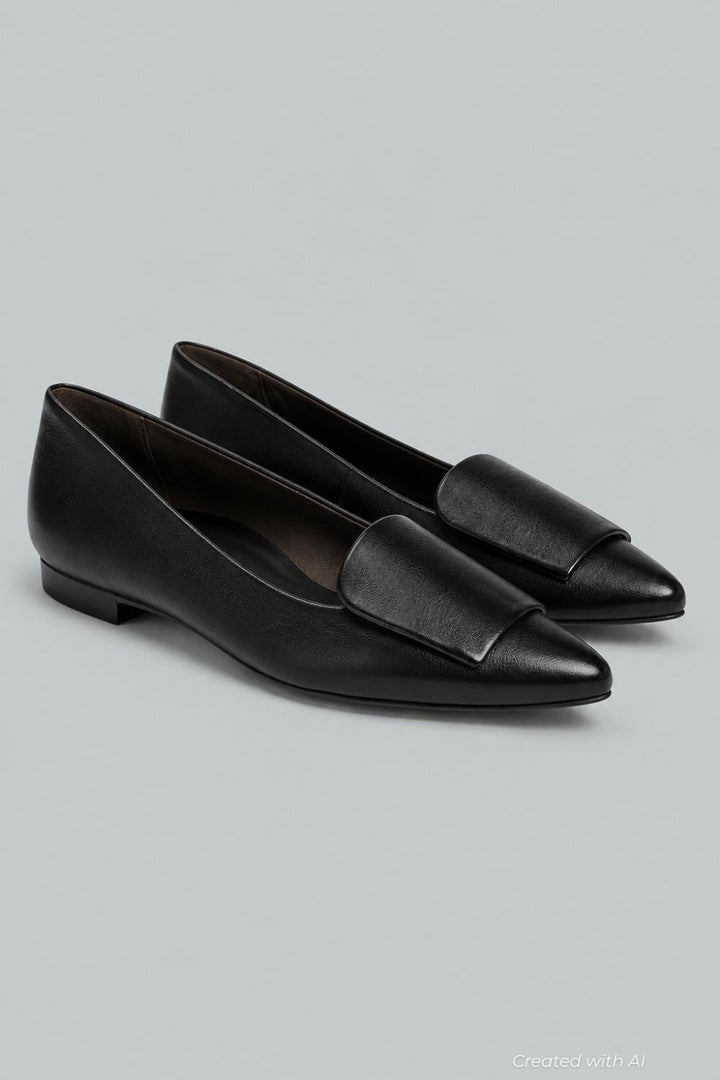 Women’s Teddy Flats - Black Leather - 7 - Flats