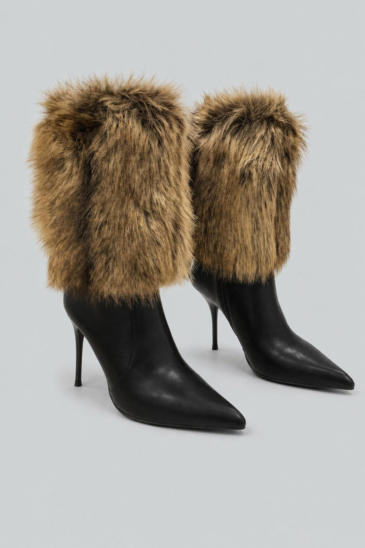 Women’s Thermal Cuff Boots - Black/Brown Combo - 7.5 - Boots