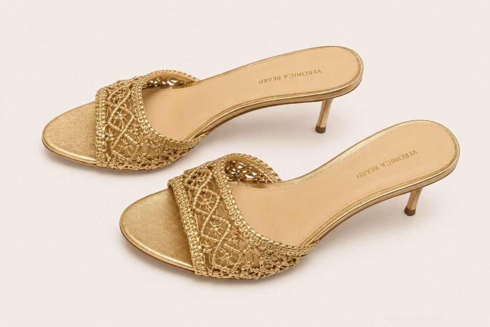 Women’s Tia Woven Mules - Pale Gold - Mules