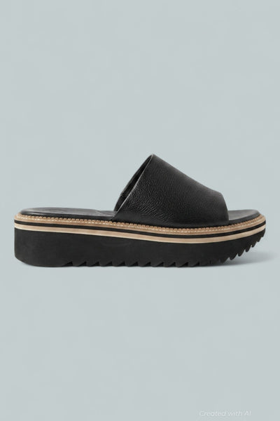 Women’s Tiki Slide Sandals - White Leather - 5.5 - Sandals