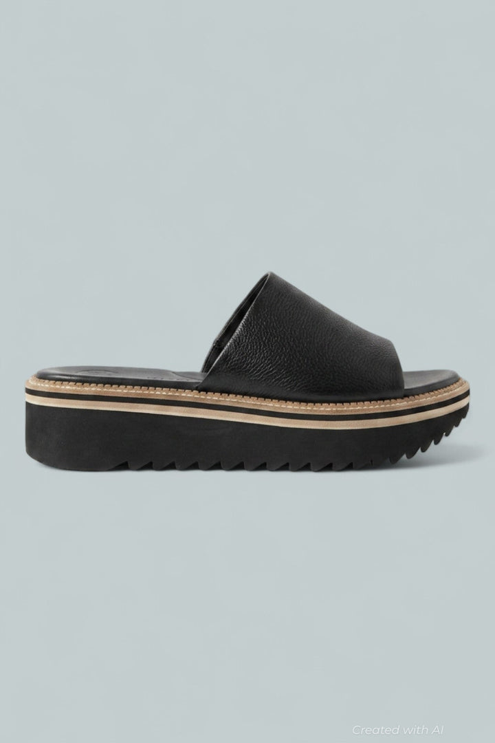 Women’s Tiki Slide Sandals - White Leather - 5.5 - Sandals