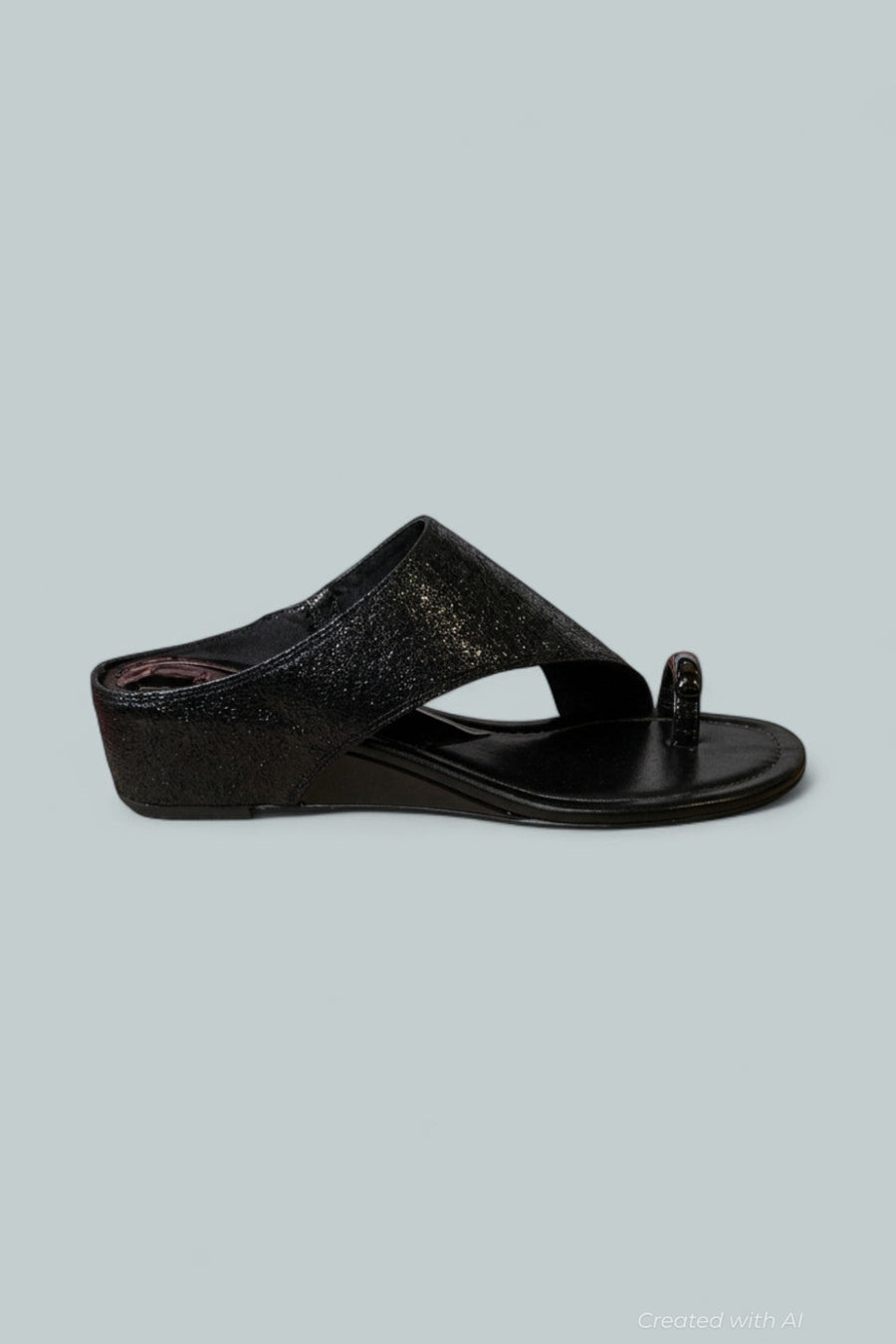 Women’s Toe Ring Wedge Sandals - Black - 8 - Sandal