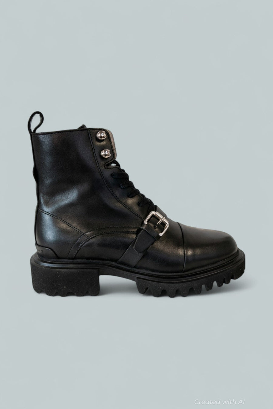 Women’s Tori Buckle Detail Ankle Boots - Black/Dull - 7 - Boots