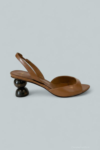 Women’s Tropicana Leather Mid Heel Sandals - Espresso - 9.5 - Sandals