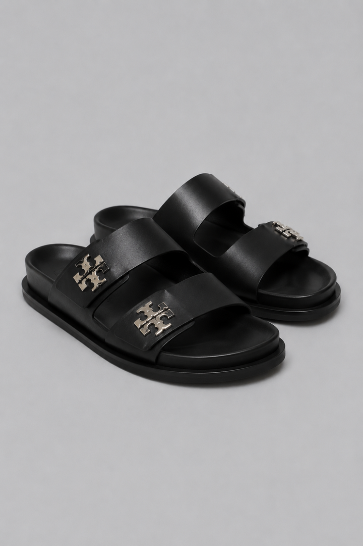 Women’s Turnlock Leather Sport Slides - Black - 8.5 M - Sandal