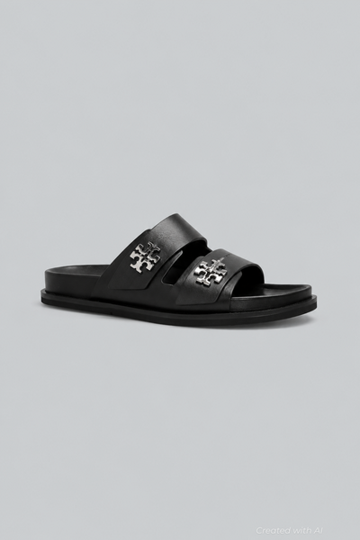 Women’s Turnlock Leather Sport Slides - Black - 8.5 M - Sandal