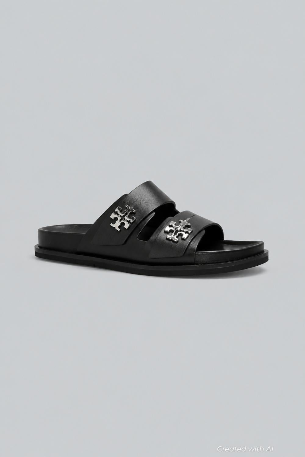 Women’s Turnlock Leather Sport Slides - Black - 8.5 M - Sandal