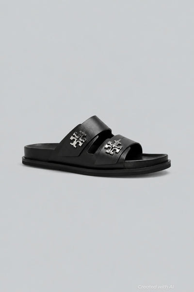 Women’s Turnlock Leather Sport Slides - Black - 8.5 M - Sandal