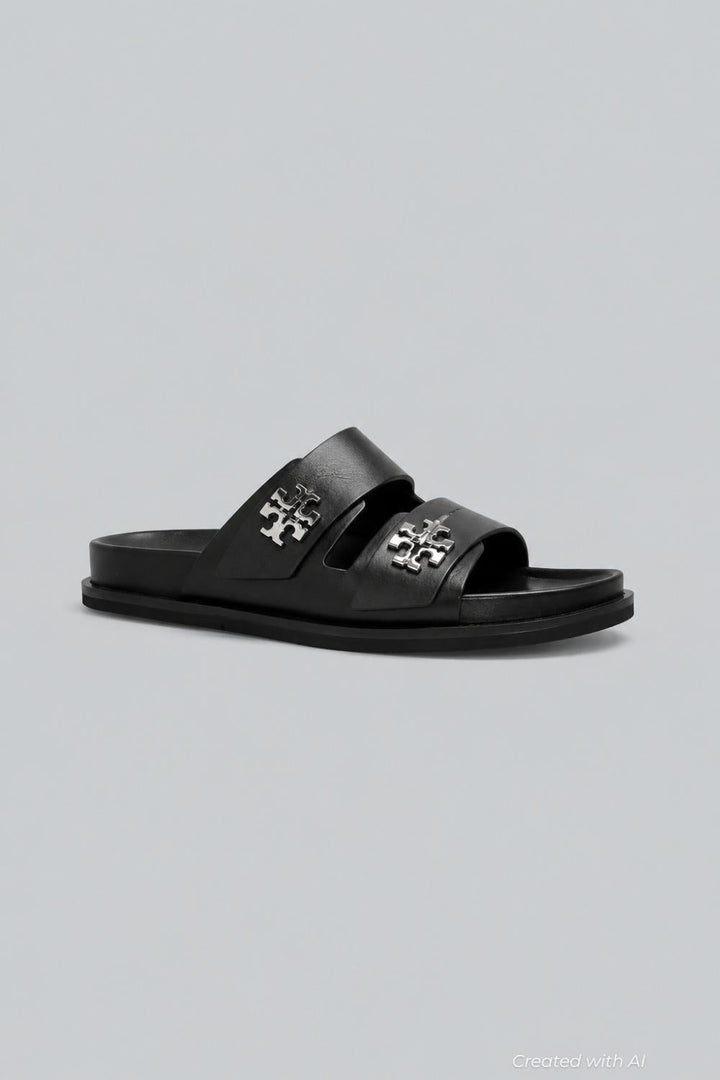 Women’s Turnlock Leather Sport Slides - Black - 8.5 M - Sandal