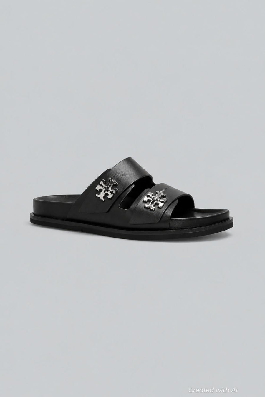 Women’s Turnlock Leather Sport Slides - Black - 8.5 M - Sandal