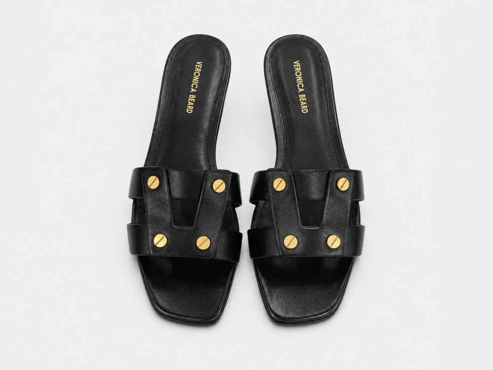 Women’s Via Leather Slide Sandals - Black - Sandals