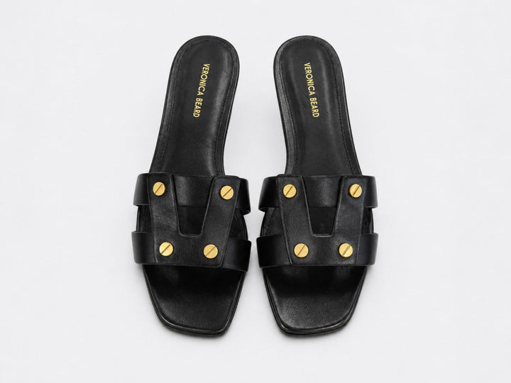 Women’s Via Leather Slide Sandals - Black - Sandals