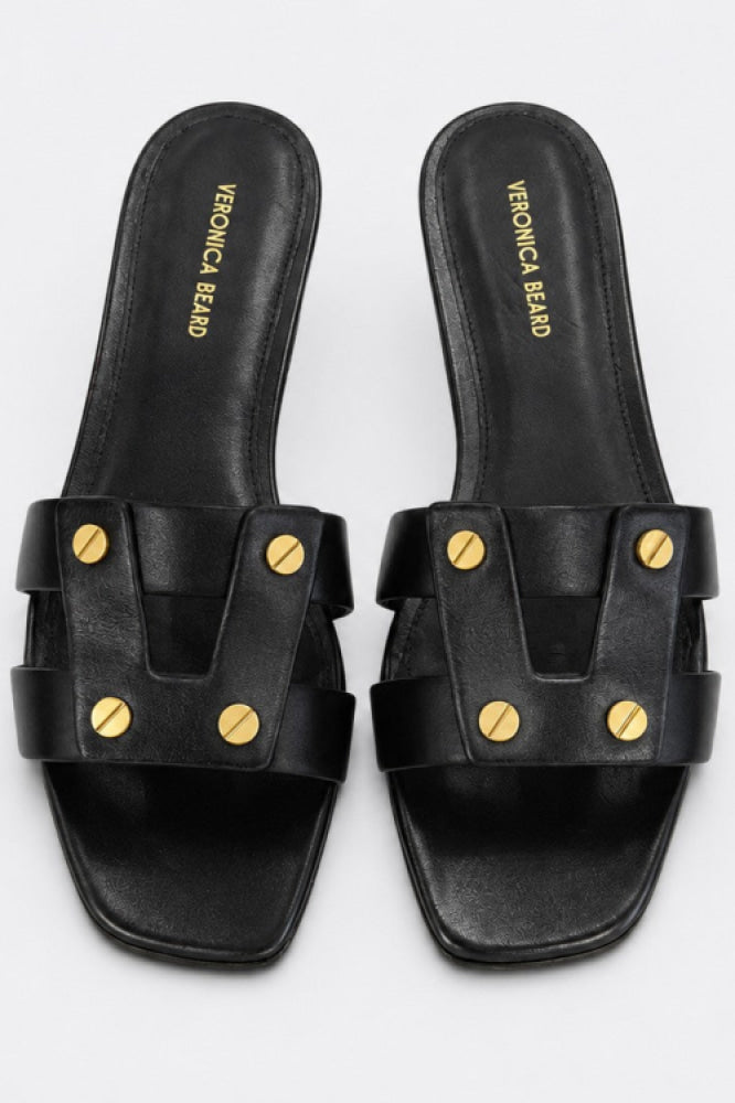 Women’s Via Leather Slide Sandals - Black - Sandals