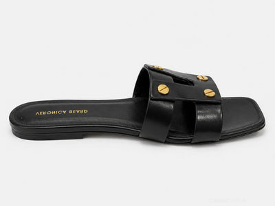 Women’s Via Leather Slide Sandals - Black - Sandals