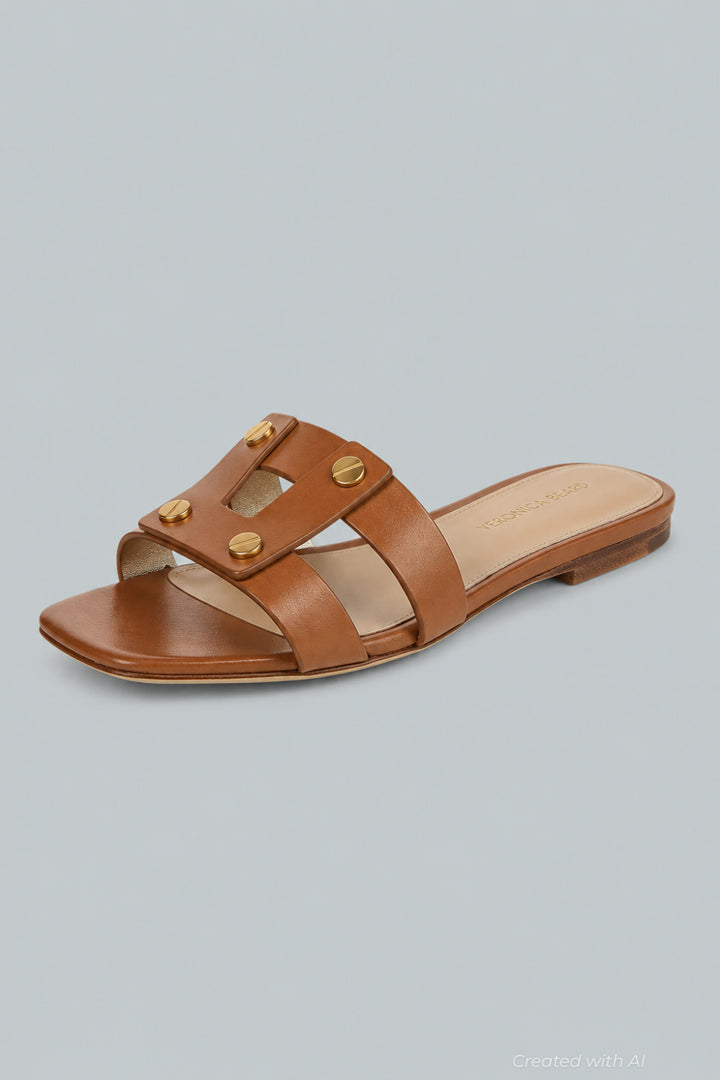 Women’s Via Leather Slide Sandals - Honey - Sandal