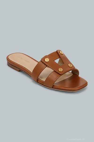 Women’s Via Leather Slide Sandals - Honey - Sandal